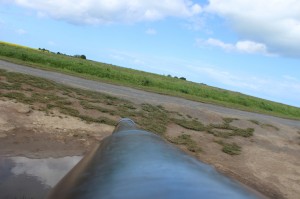 Looking down a gun barrel at Longues-sur-Mer Battery. Copyright Gretta Schifano