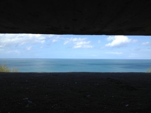 Looking across the Channel from inside the Longues gun battery. Copyright Gretta Schifano