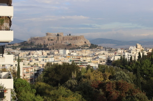 View of the Acropolis from the apartment we stayed in. Copyright Gretta Schifano