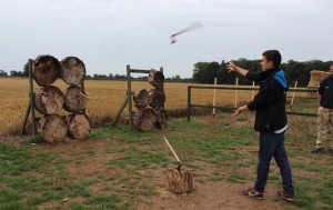 My nephew throwing a tomahawk at Quex park. Copyright Gretta Schifano