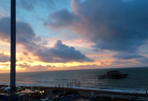 View of West Pier and i360 from Holiday Inn Brighton Seafront. Copyright Gretta Schifano