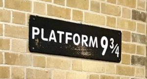 Sign for Platform 9 3:4, Kings Cross Station, London. Copyright Sal Schifano