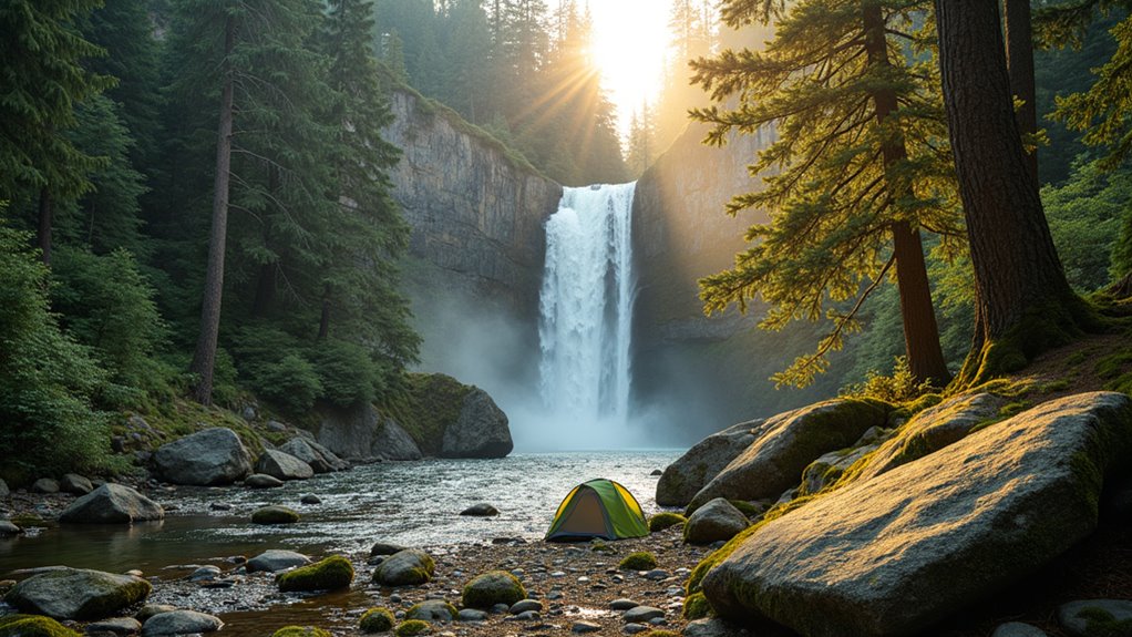 alpine waterfall creek camping