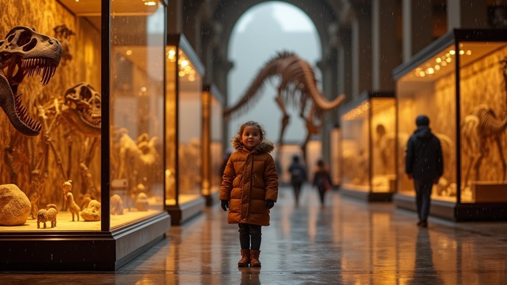 ancient fossils and dinosaur exhibits