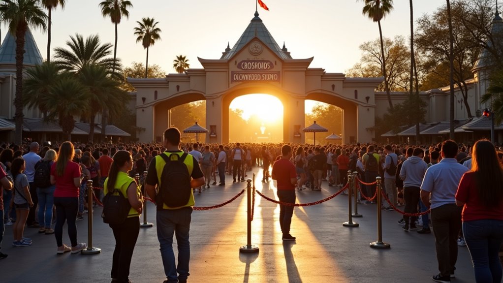 arrive early before park opening