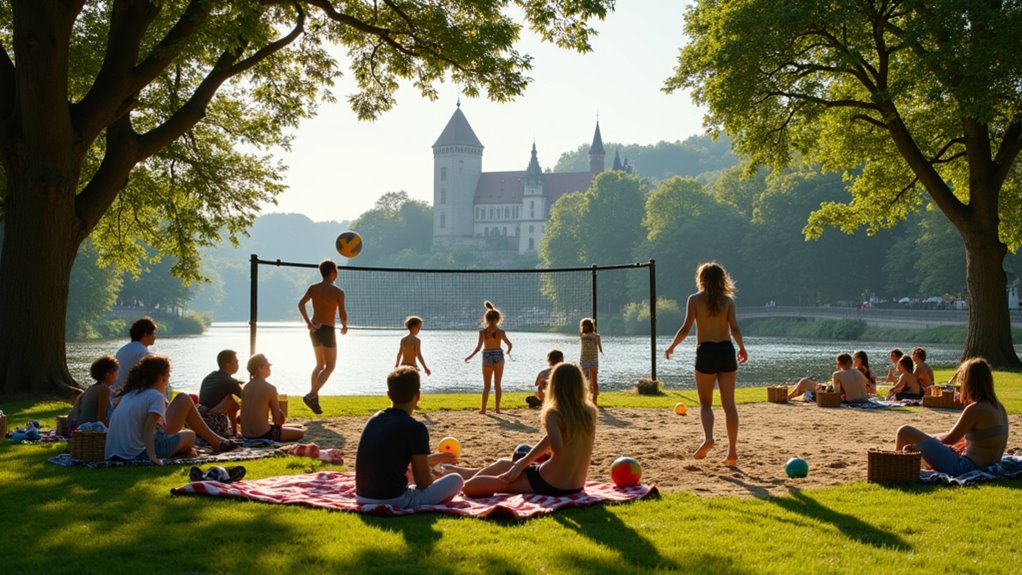 beach volleyball and picnics