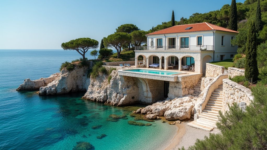 beachfront private villa access