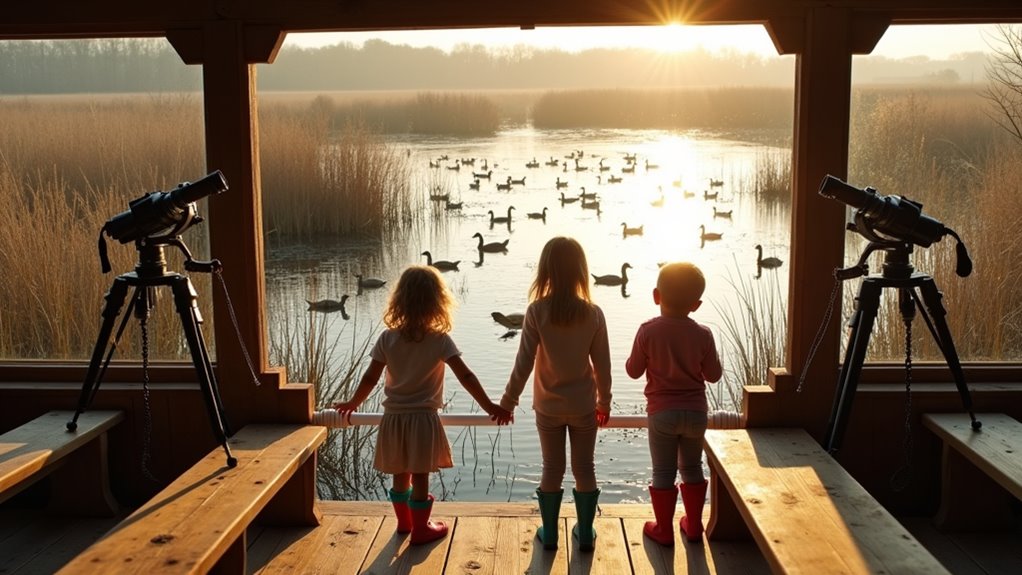 bird hides with scopes