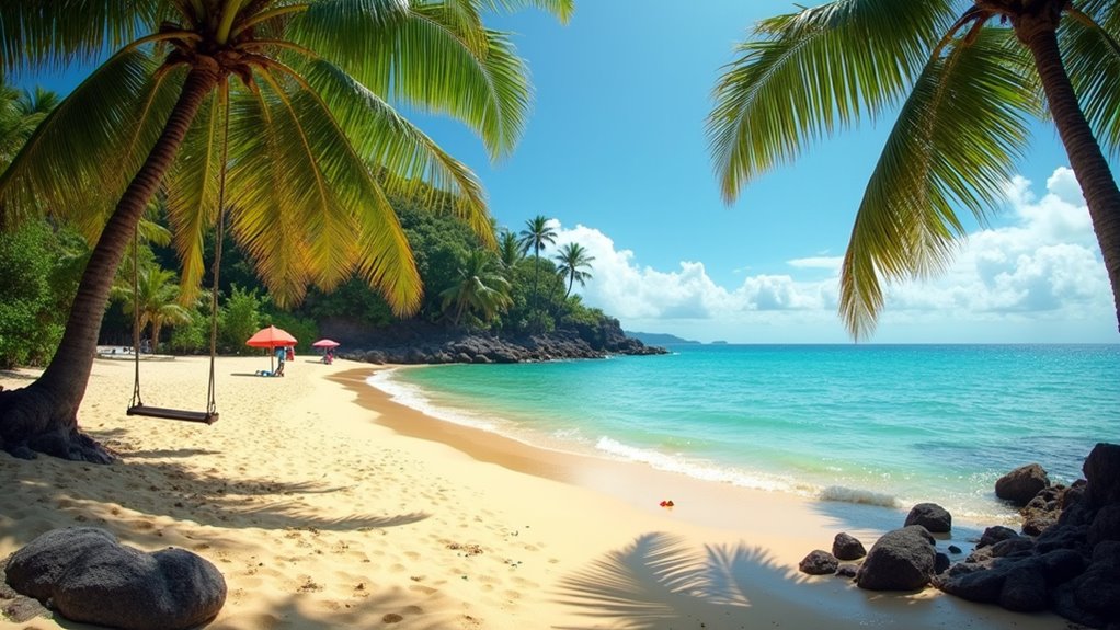 black sand calm waters family fun