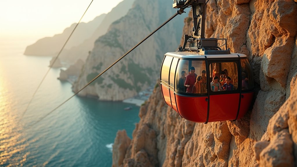 cable car ascent with views