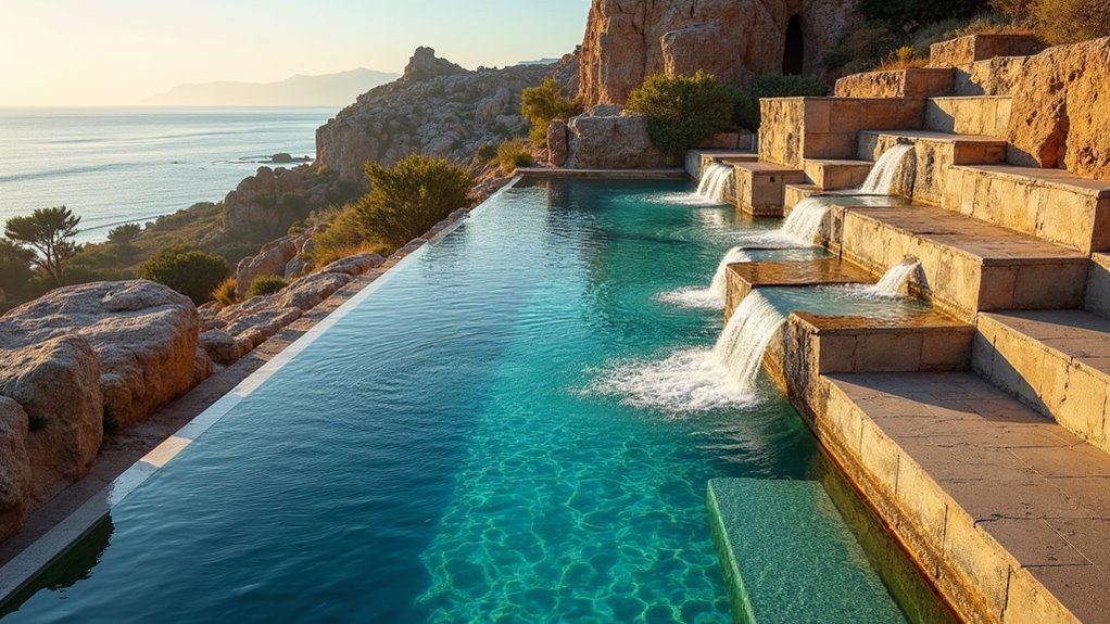 cascading water pool views