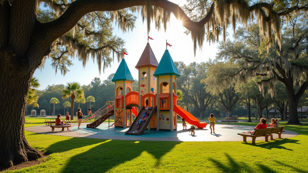 castle playground with scenic park
