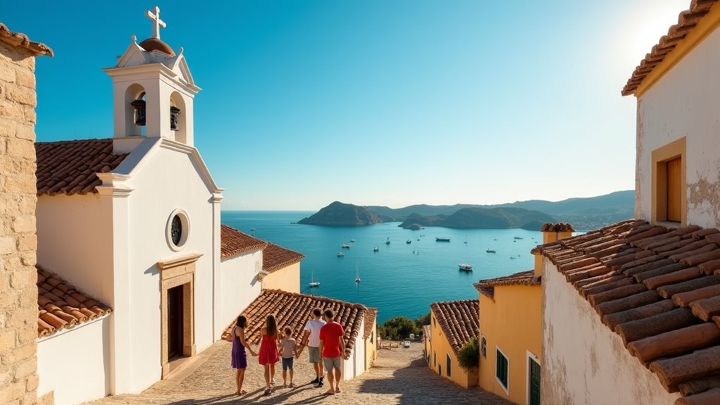 church panoramic cobblestones coastal