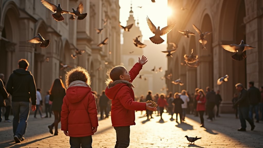 daily pigeon feeding ritual