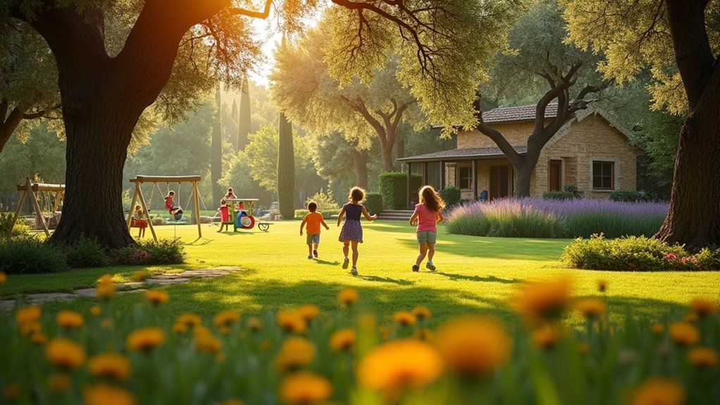 extensive private outdoor playgrounds