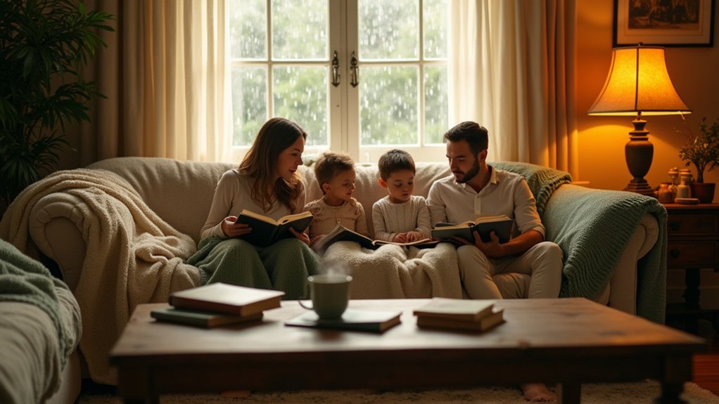 family cozy reading time