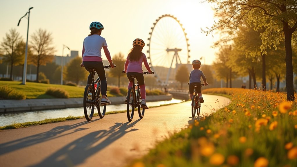 family cycling and outdoor exploration