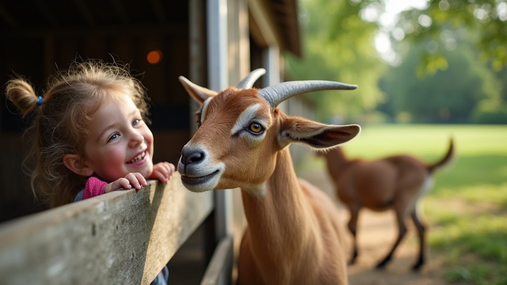 family farm animal interaction