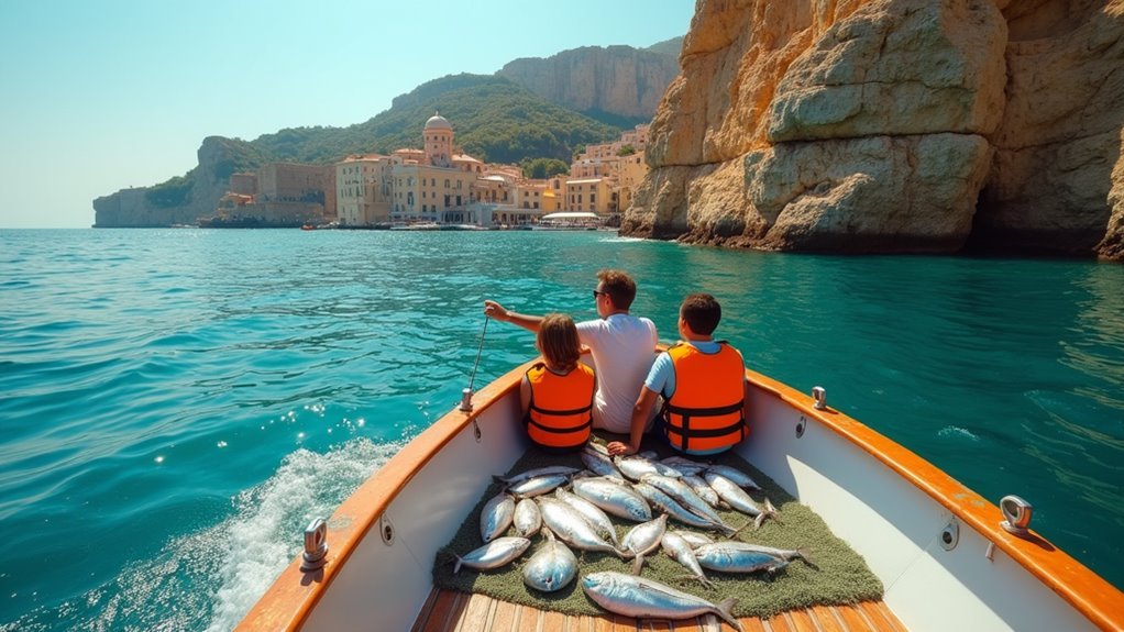 family fishing trip with lunch