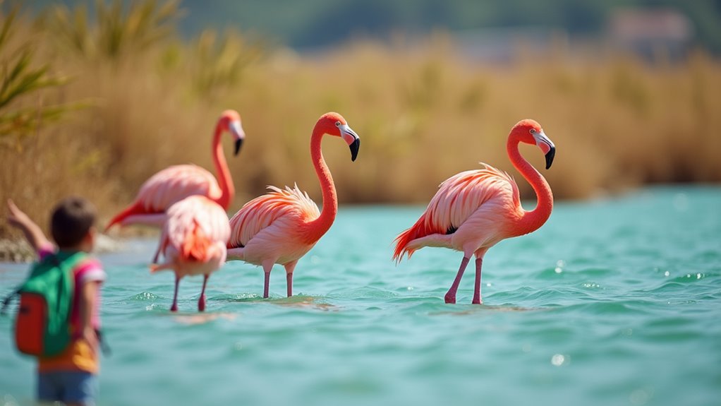 flamingos lagoons beaches wildlife