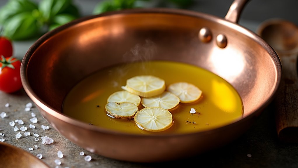 gently warm garlic oil