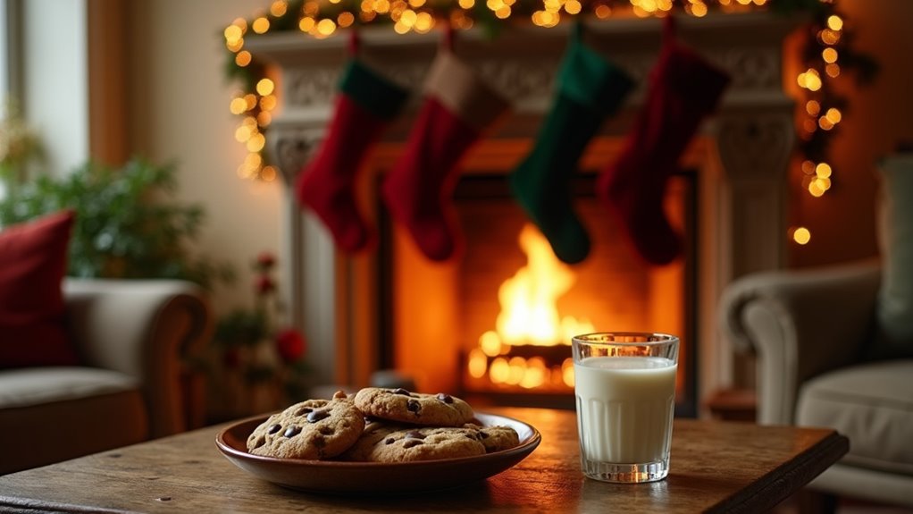 hanging stockings and cookies