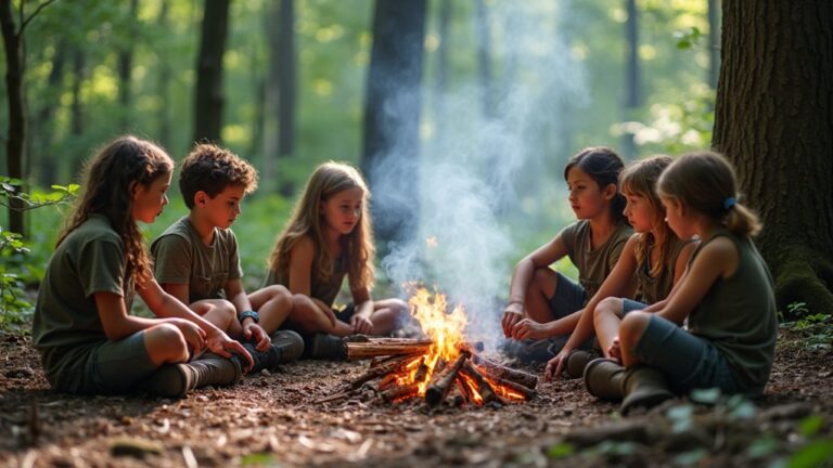 kids bushcraft fire shelter