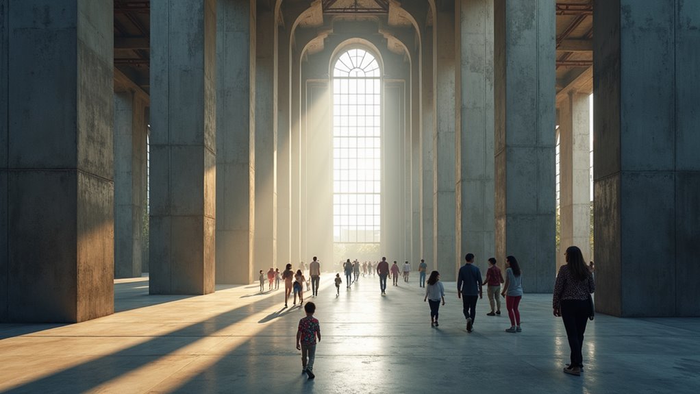 massive illuminated industrial space