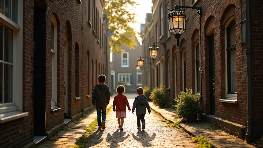miniature houses cobblestone streets