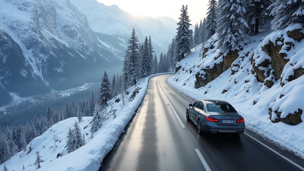 navigate icy mountain roads carefully