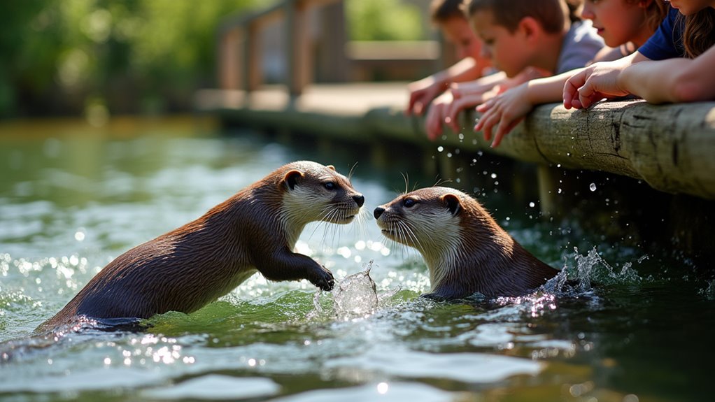 otters dive fish communicate