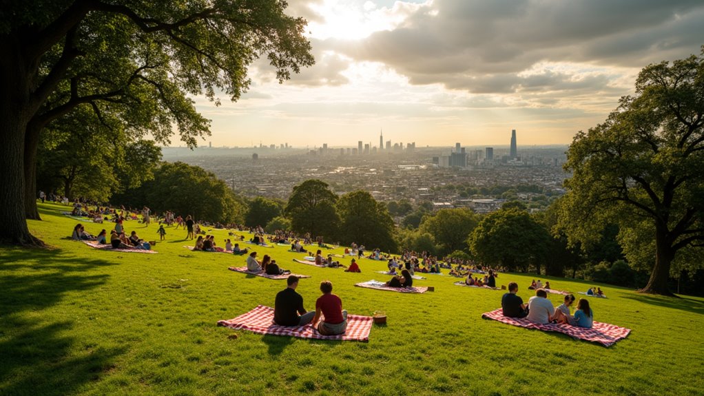 panoramic hilltop family picnic