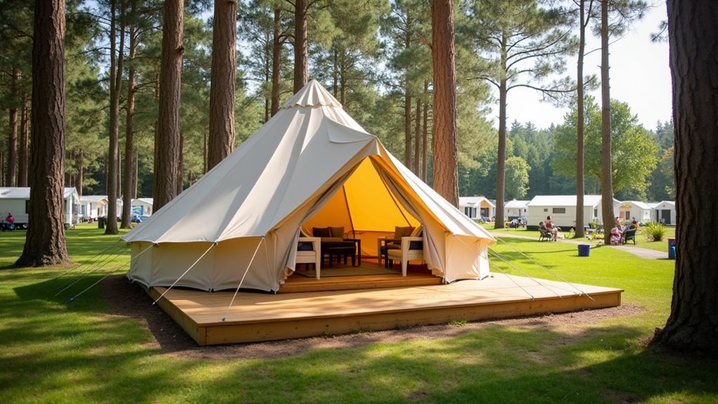 private furnished heated tents