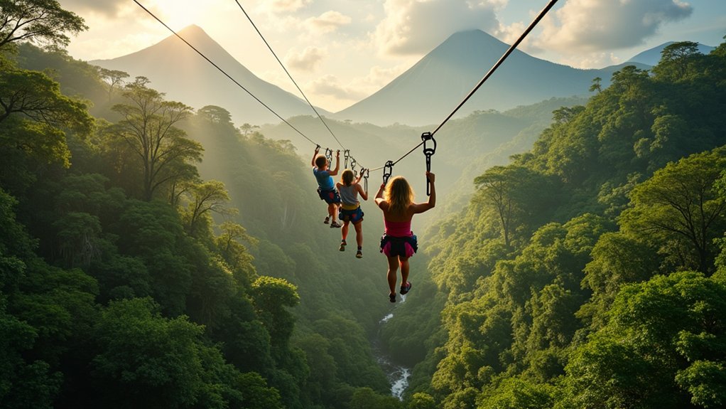 rainforest zipline and volcanoes