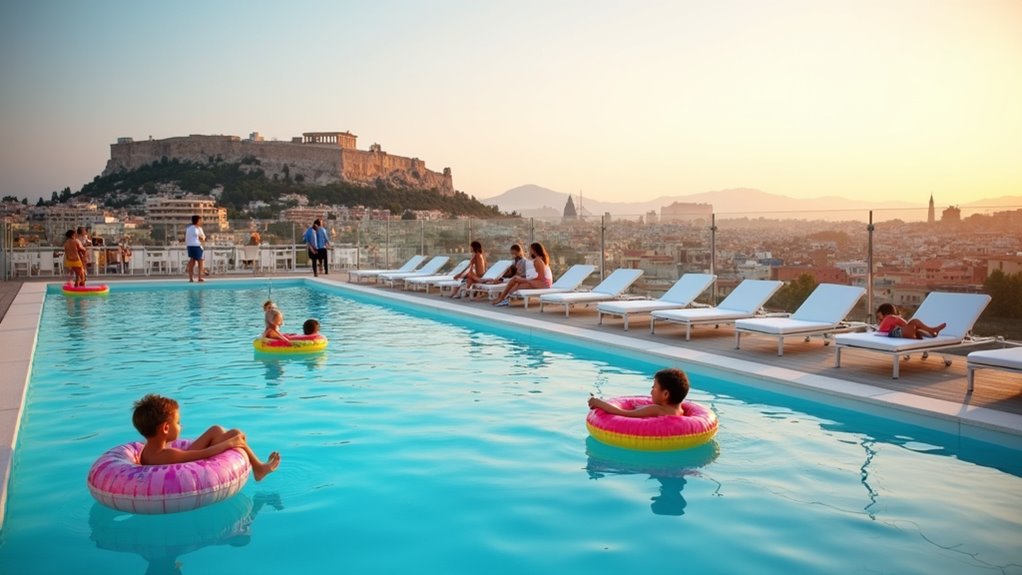 rooftop pool with city views