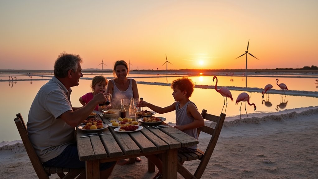 salt flats sunset family dining