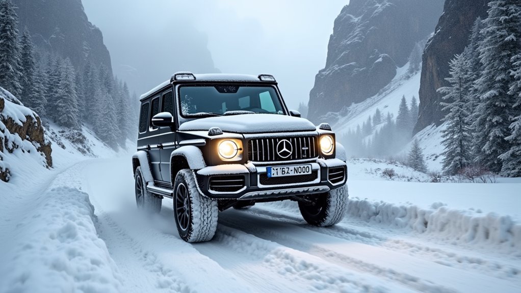 scenic snowy mountain drive