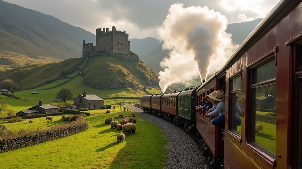 scenic welsh castle train