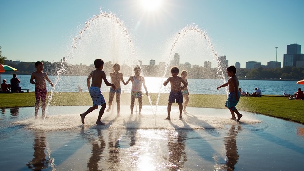 splash pad and swimming pool