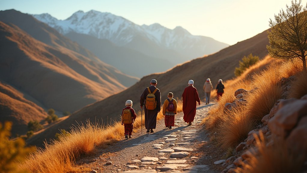 spring autumn family hiking