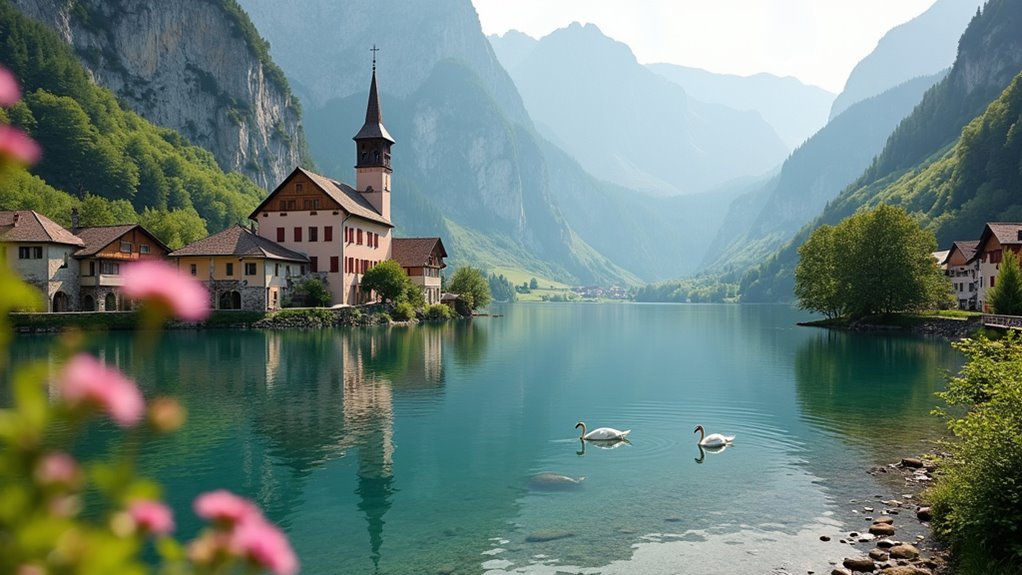 sunrise reflections in hallstatt