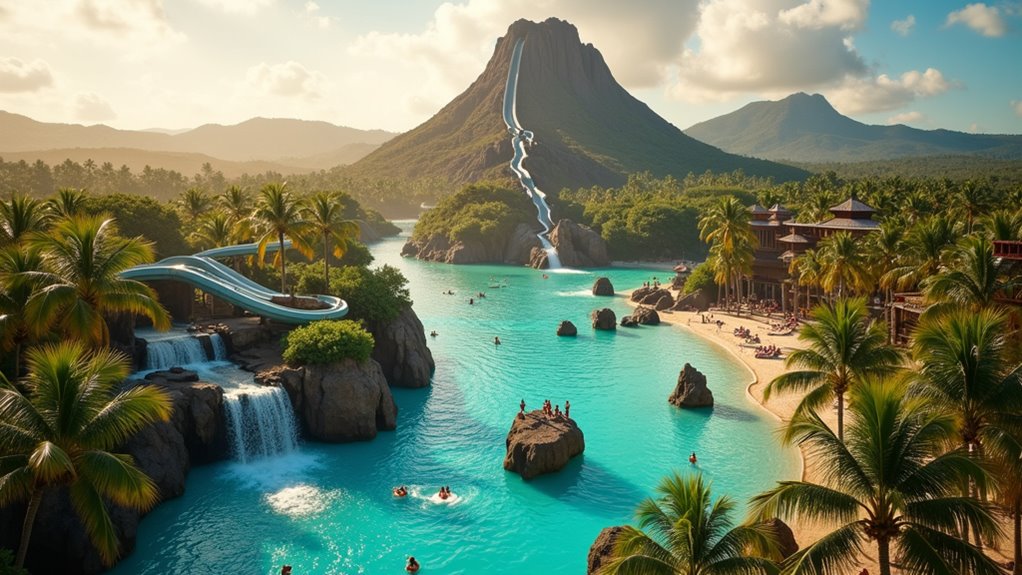 tropical volcano water adventure