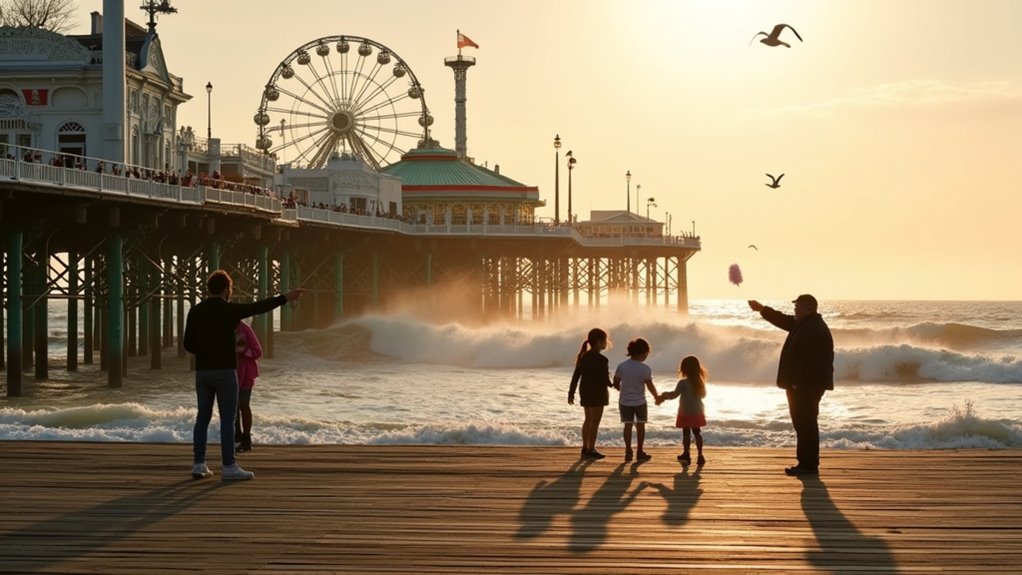 victorian pier with modern rides