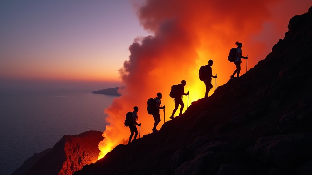 volcanic sunset hiking adventure