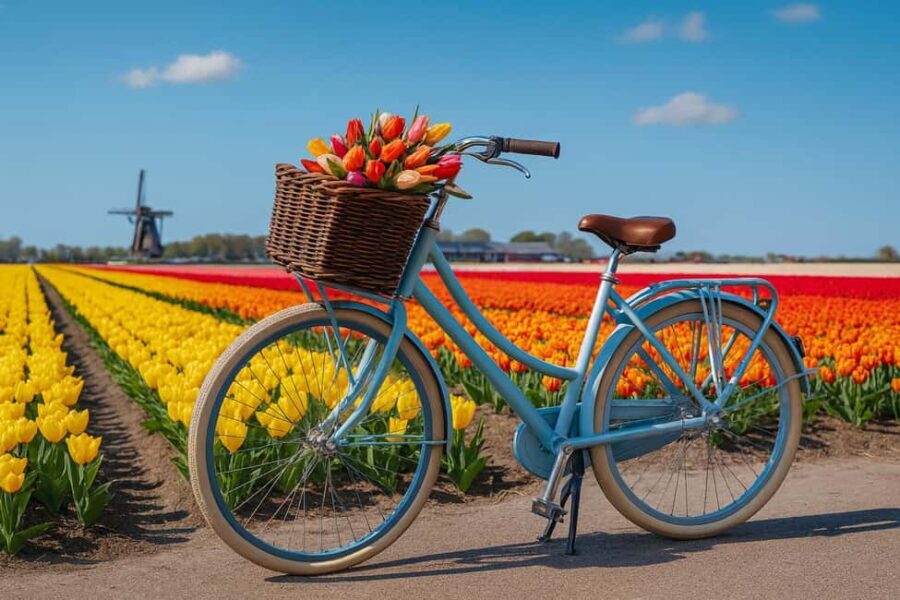 Amsterdam: 3 hr Tulip Fields Bike Tour near Keukenhof + Bus - The Highlights of the Experience