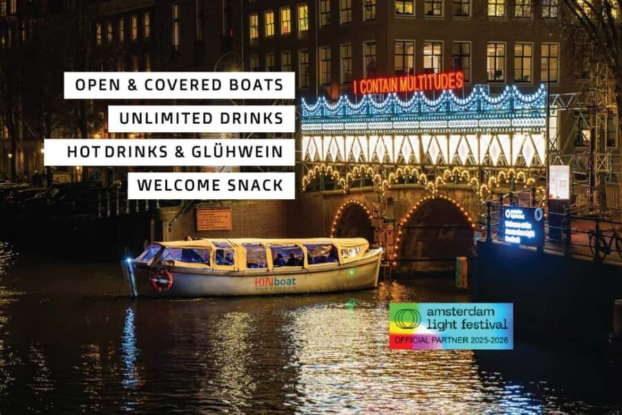 Amsterdam: Light Festival Canal Cruise inc Snack + Hot Drink - What You Can Expect from the Cruise