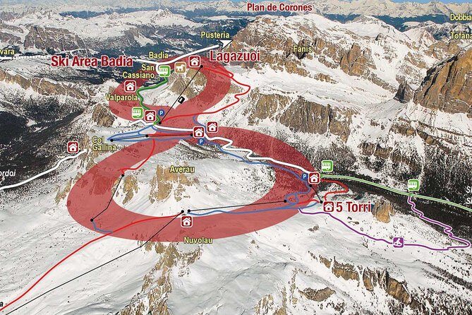 Dolomiti Ski Tour: Super 8 Lagazuoi and 5 Torri from Cortina d'Ampezzo - The Route and Key Stops