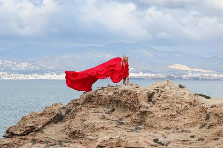 Flying Dress Photo Shoot in Mallorca  elegant pictures by the sea, cathedral - The Locations and Their Charm