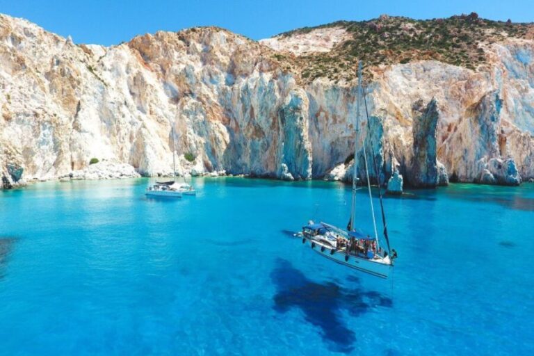 From Adamas: Milos and Poliegos Catamaran Cruise with Lunch - The Itinerary in Detail