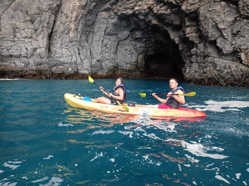 Los Cristianos: Kayak & Snorkel Tour with turtles and photos included - The Itinerary in Detail